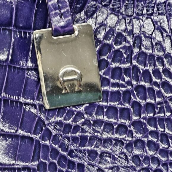 Etienne Aigner Purple Leather Croc Embossed Crossbody Bag Colorful Y2K - Picture 5 of 16